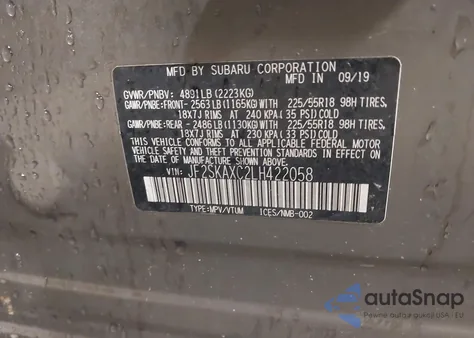 2020 Subaru Forester Touring из США, поврежденный, VIN JF2SKAXC2LH422058